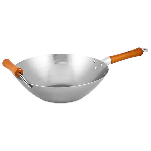 Ken Hom 32cm Carbon Steel Wok with Wooden Handle