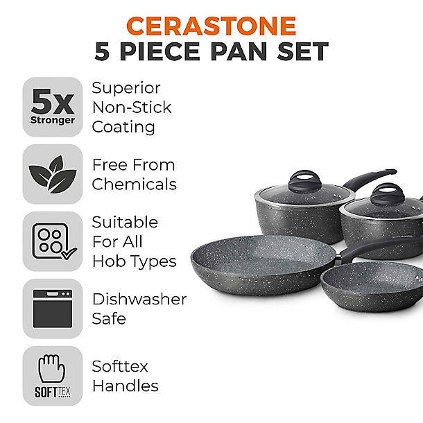 Tower Cerastone 5 Piece Forged Pan Set